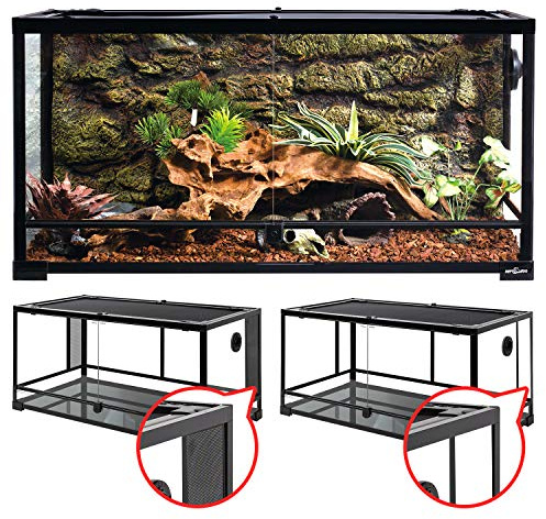 REPTI ZOO 50 Gallon Reptile Glass Tank Terrarium 2 in 1 Side Meshes and Side Glasses Double Hinge Door with Screen Ventilation Tempered Glass 36 x 18 x 17.75