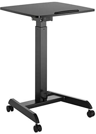 Maclean MC-892 Höjdjusterbart laptopbord med hjul, sitt-stå-skrivbord, gasfjäder, justerbar höjd upp till max. 113 cm, lutbar 30 grader, kan belastas upp till 8 kg (svart färg)