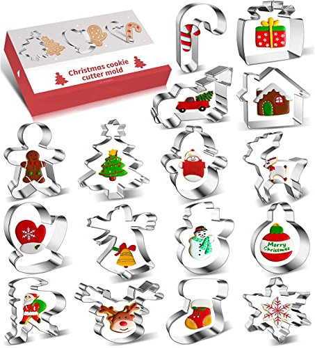Ausstechformen Weihnachten 16 Stück, Keksausstecher Weihnachten, Ausstecher für Kekse Plätzchen - Verschiedene Formen und Motive