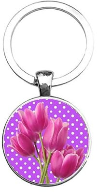 Porte-clés Verre - Tulipes, silverl