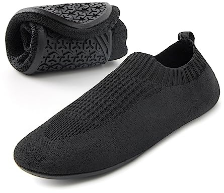 Lucky Sign Hausschuhe Herren Damen Leichte hüttenschuhe rutschfest Flache Pantoffeln Barfußschuhe Home Cozy Slippers,EU 41 - Schwarz