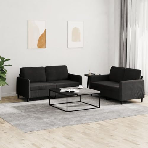 CIADAZ Sofaset 2 delar svart sammet, vardagsrumssoffor, relaxsoffa - 3201979