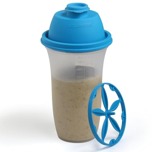SIGNORA WARE Shaker Protéiné de 500ml, pour Boisson Protéinée, Compléments Alimentaires En Poudre, Protéines de Musculation, Vinaigrettes, Gourdes de Sport Sans BPA