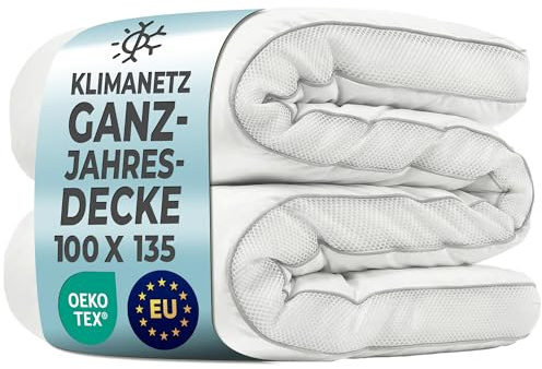 LILENO HOME Barn året runt-filt 100 x 135 cm [1-set] med CoolComfort klimatnät – extra mjukt barntäcke 100 x 135 cm – som sommar och vinterfilt utan överdrag – tvättbar upp till 95 °C