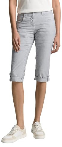 TOM TAILOR Damen 1046478 Tapered Fit Hose, 35456 - Delicate Navy White Stripe, 42 EU