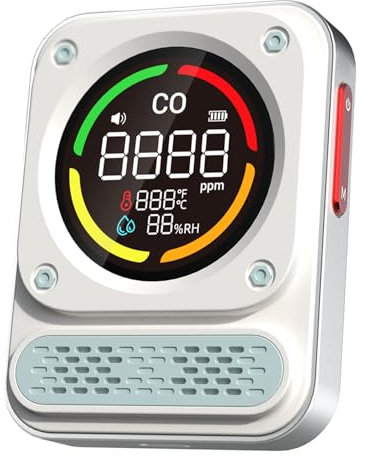 Tragbarer Kohlenmonoxid Melder, 3-in-1 wiederaufladbarer CO Melder mit 10-Jahre-Sensorlebensdauer, 200 Stunden Arbeitszeit für Reisen Camping, Zelt, Wohnmobil, Wohnmobil, Zuhause, Küche