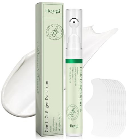 Collagen Eye Serum 15ml + Cerotti Antirughe Fronte 10 Pezzi,Siero per Gli Occhi,Cerotti Antirughe,Con Aloe, Collagene, Vitamina E, Anti-Aging, Fine Line Reduction,Crema per le Occhiaie