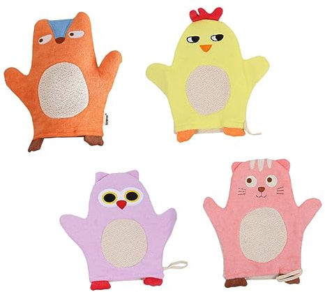HAKIDZEL 4pièces De Bain Pour Garçon Fille Lot De Serviettes à Motifs Animaliers Accessoires De Salle De Bain Pratiques De Douche
