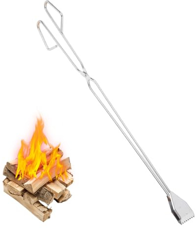 Pinzas de parrilla de barbacoa, pinzas de barbacoa de acero inoxidable al aire libre 55 cm de cocina extra larga tinga extendida manija de carbón con bosque de carbón