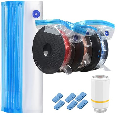 Vakuumpåse med filament med automatisk pump, 30 stycken 3D-tryckta filament vakuum förseglade påsar 34 x 30 cm för 1,75 mm 3D-skrivare filament, återanvändbar förvaringspåse