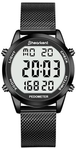 Reloj digital con podómetro, impermeable, sin Bluetooth y aplicación, reloj para ancianos con podómetro, contador de pasos, contador de calorías, reloj deportivo para caminar/correr, Negro , Herren