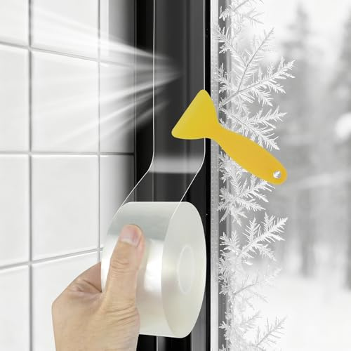 Window Seal Strip 5cm x 20m, Draft Excluder Tape, Window Draft Blocker Draught Insulation Film Door Gap Seal Strip No Residue Cold Air Blocker Energy Saving Weatherproof Tape for winter and summer use