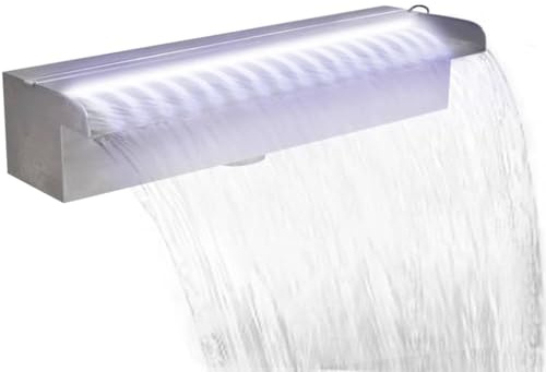 Generico Cascata per Laghetto Rettangolare con LED in Acciaio Inox 45 cm,Casa e Giardino,Arredo,Fontane e laghetti,Fontane e cascate ornamentali-41672