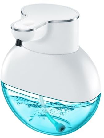 JoyousMall Dispensador de jabón sin contacto montado en la pared, sensor automático ajustable de 4 velocidades, 420 ml, recargable por USB, para cocina, baño, oficina, color blanco