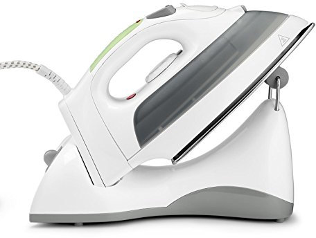 TCM Tchibo Ferro da stiro a vapore senza fili utilizzabile anche con cavo, colore: Bianco/Grigio/Verde