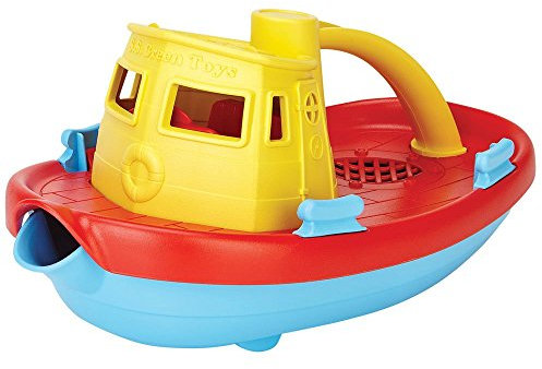 Green Toys Tugboat (Yellow Handle) - Bath and Water Toys, Multicolor, 11 cm, 1 Count (Pack of 1)