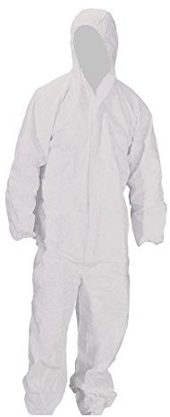 PACKAGING AND DISPOSABLES Disposable Coveralls Overalls Boilersuit Hood Painters Protective Suit (White) (1, XX-Large)