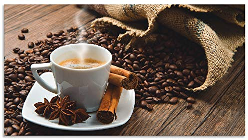 ARTland Spritzschutz Küchenrückwand aus Alu für Küche Herd Spüle 110x60 cm (BxH) mit Motiv Getränke Kaffee Coffee Cafe Bistro Kaffeebohnen Dunkel S6BQ