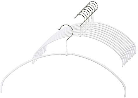 MAWA Kleiderbügel Light, Set mit 20 platzsparenden und rutschfesten Bügeln, ideal für T-Shirts, Tops und leichte Pullover, mit 360° drehbarem Haken und Antirutschbeschichtung, 40 cm, Weiß