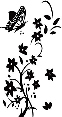 CUNYA 42 x 80cm Flower Decals with Butterfly Wall Stickers, DIY Decorative Self Adhesive PVC Wall Art Stickers for Living Room Bedroom Wardrobe Background Cupboard Refrigerator Wall Stickers
