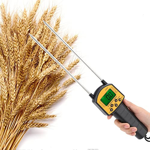 Oumefar Grain Moisture , Moisture Meter Wood , Handheld Moisture Tester Digital Analyzer with LCD Display , for Rice Bean , Peanut Soybean , Corn Wheat Test