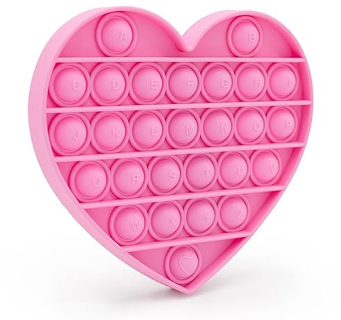 Fidget Toys for Girls & Toddlers, Pink Heart Alphabet Embossed Pop Bubble, Calming Sensory Toy for Educational Fine Motor Skills, Autism & ADHD Support. Valentines, Xmas, Birthday Classroom Party Gift