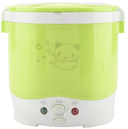 Shipenophy Stainless steel 24V 130W 1L Electric Portable Multifunctional Rice Cooker Food Multi Cooker Rice Grain Cooker for Trucks(green)
