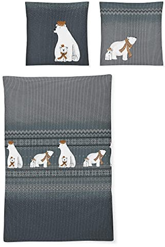 Irisette Feinbiber Bettwäsche Set Bettwäsche 2 teilig Bettbezug 135 x 200 cm Kopfkissenbezug 80 x 80 cm Dublin 8333-22 blau