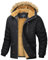 MAGCOMSEN Herren Warme Parka Jacke Gefüttert Winter Daunenjacke Männer Winddicht Warme Outdoorjacke Fleece Funktionsjacke Wandern Jagdjacke mit Mehrfachtaschen Schwarz XL