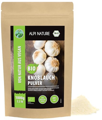 Alpi Nature Vitlök Pulver BIO 1kg, Malen Torkad Vitlök, Ekologiskt Vitlökspulver för Matlagning
