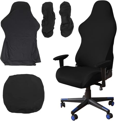 Housse de Chaise de Jeu 4 Pièces - Pour Chaise de Bureau avec Accoudoirs et Dossier - Housse d'Ordinateur pour Gaming