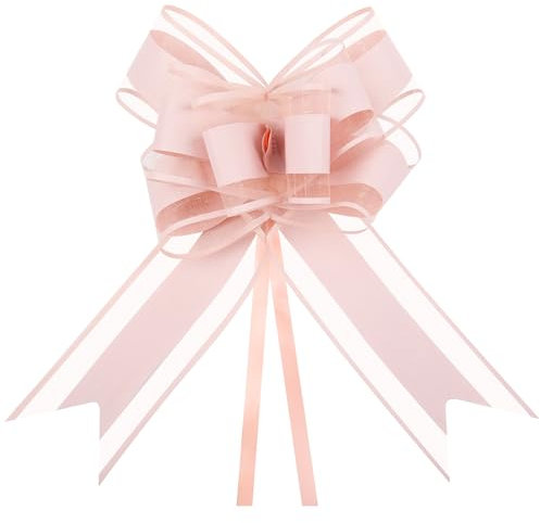 AWCIGG® 50 Stück Große Geschenkschleife, Rosa Dekoschleife, Ziehschleife, Geschenk Schleife mit Geschenkband Matt für Hochzeit, Auto, Weihnachten, Geburtstag, Geschenktüten, Geschenkkörbe