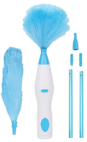 ANKROYU Spolverino Elettrico, Lunghezza Variabile, 2 Asta di Collegamento, 2 Spolverini di Ricarica, Multisuperficie, Microfibra, Antigraffio