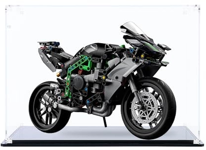 icuanuty Vitrine acrylique pour Lego Technic Kawasaki Ninja H2R Moto 42170, résistante à la poussière et à l'organisation vitrine pour Lego 38 x 20 x 20 cm (étui d'écran uniquement)
