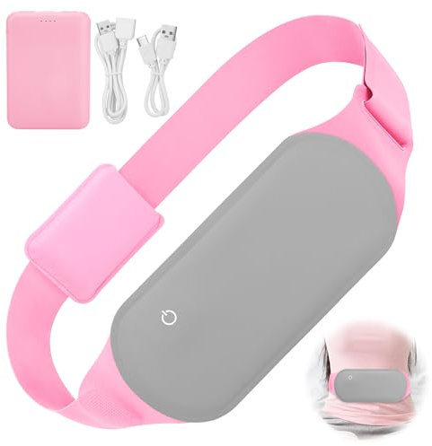 JIZZU Portable Period Warming Belt 3 Mode Temperature Adjustable, Period Heat Pad with 5000mAh Power Bank, Period Pain Relief Heating Pad for Women (Grey)