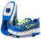 WOHS Turnschuhe mit Zwei Rädern und LED-Leuchten. Wiederaufladbar, 16 Lichteffekte. Automatisches Hinterrad. Blau/Grün. Größe 33