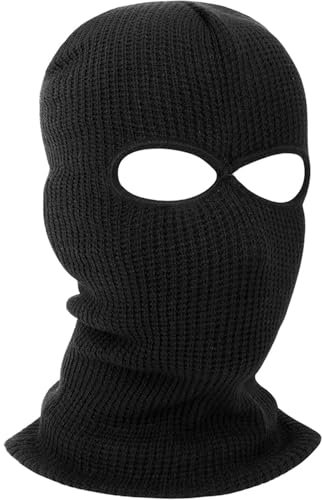 ARROMI Sturmmaske Schwarz, Skimaske, Sturmmaske, 2-Loch Sturmmaske, Multifunktionsmaske, Gestrickte Sturmhaube, Snowboarden für Radfahren Outdoor Sports, Herren und Damen (Schwarz)