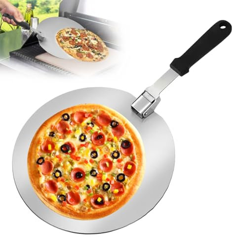 WIYETY Pelle à pizza ronde de 30,5 cm, en acier inoxydable, avec poignée pliable, pour pizza, pain, pâte, pâtisseries