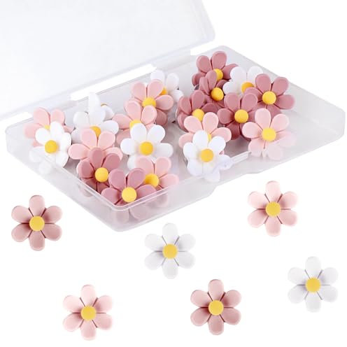 Casbomy 30 Stück Blumen Reißzwecken Heftzwecken Blumen Pinnnadeln für Korktafeln, Pins für Pinnwand, Dekorative Stecknadeln, Reißzweckenbrett, Pinnwand für Büro, Schule, Zuhause