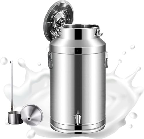 DECAKE Seau à Lait en Acier Inoxydable avec Couvercle et Robinet scellés, Seau à vin Robuste 201, Seau à Lait, récipient de Stockage, 76 L