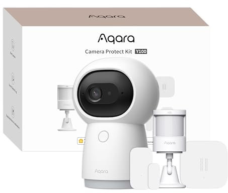 Aqara Kit di Allarme Casa Senza Fili Y100 - Sistema di Sicurezza in 4 Pezzi con Camera Hub 2K G3, 3 Sensori Smart, HomeGuardian, Automazione Locale e Allerta 24/7, Supporta HomeKit, Google Home, Alexa