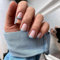 KQueenest Soft Gel Press On Nails French Tip - 30 Stück Blau Nägel zum Aufkleben Kurz Eckig, Natürlich Fake Nails Künstliche Fingernägel, Glänzende Acryl Full Cover French Nägel für Frauen