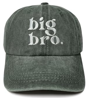 ZKFE Big Bro Gifts for Boys, Big Brother Baseball Cap for Kids, Army Green Embroidered Cotton Adjustable Snapback Hat for Child