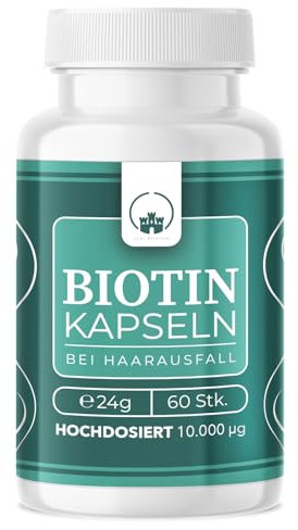 Saint Nutrition® Biotin Haarausfall Kapseln – Hochdosiert 10.000 µg – Haarvitamine für Haare, Haut & Nägel – Vegan, Ohne Zusatzstoffe – Vitamin B7 – Haarwuchs Unterstützung, 60 Premium Kapseln