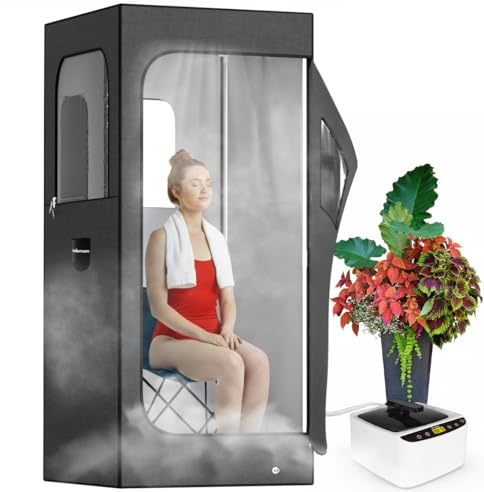 Adamson Sauna Indoor - Sauna à vapeur pour la maison - Tente de sauna pour la relaxation dans le spa à domicile - Unité de vapeur 2.6L 1000W - Chaise - Télécommande - Masseur de pieds - Nylon noir