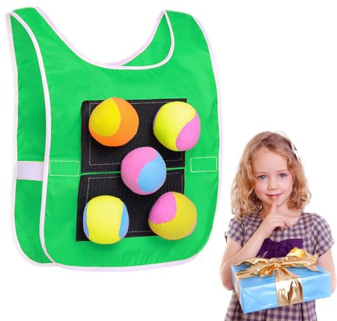 Gilet Stick Ball - Jeu De Jeu Dodgeball 30 x 43 cm, Large Utilisation | Boules Souples en Polaire avec Lancement de balles avec Tissu Oxford résistant, Gilet avec étiquette Dodgeball pour