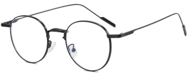 ALCXAZS Gafas anti luz azul Gafas de definición transparentes sin maquillaje de montura grande metal, Negro
