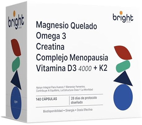 Omega 3 TG, Magnesio, Vitamina D3 y K2 4000, Creatina Monohidrato, Complejo para la Menopausia - SmartAbsorb™ | para la inmunidad, la salud ósea y la energía | 28 sobres diarios