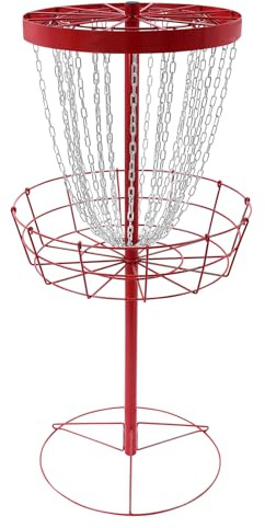 Discgolfkorg bärbart mål med 24 kedjor för flygövning, inkluderar markspikar, fristående järnram för nybörjare, seniorer och golfare
