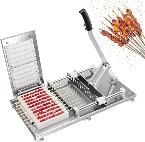 Kebab - Máquina manual de acero inoxidable, 100 pinchos en 5 minutos, máquina multifunción para pinchos de carne para barbacoa y parrilla